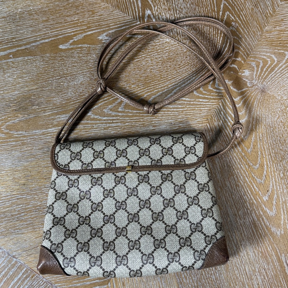 GUCCI Vintage Beige and Brown Crossbody Bag - Picture 6 of 15